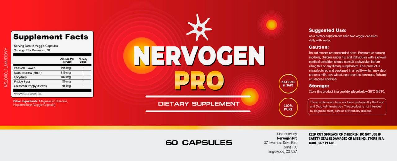 Nervogen Pro Supplement Fact